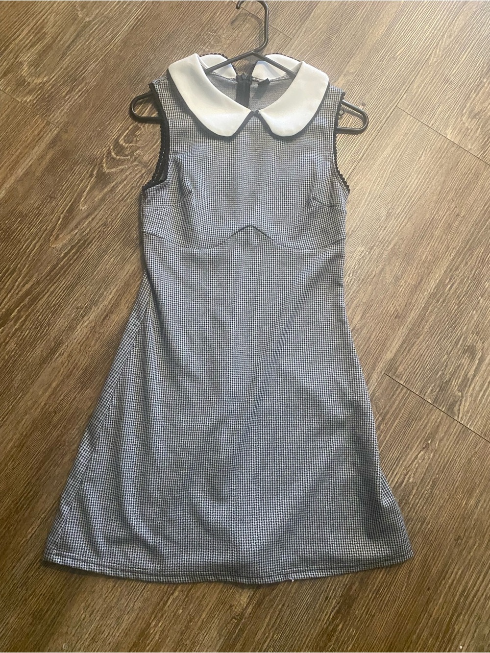 Source Unknown Blue and White Check Peter Pan Collar Mini Dress